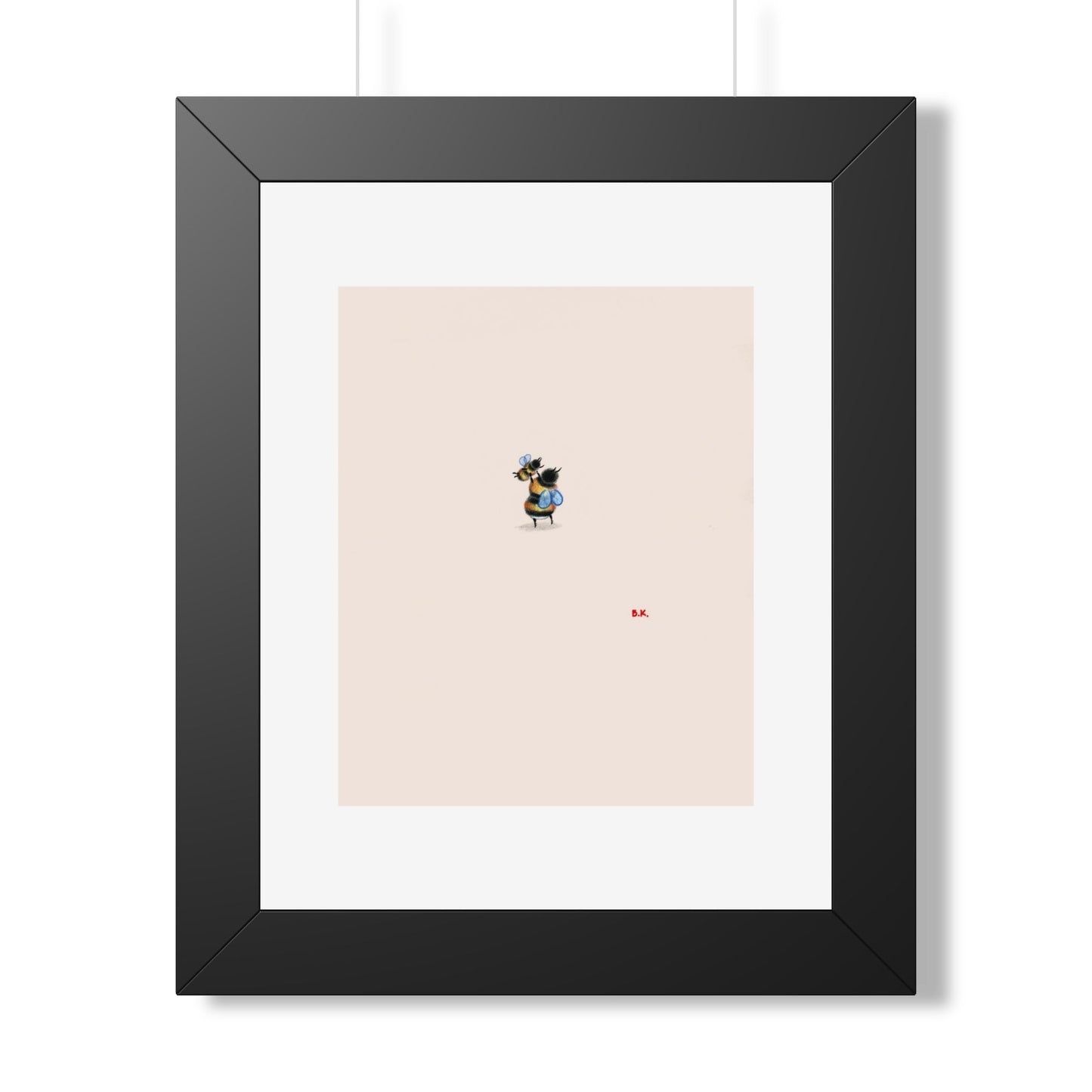 Minimalist Framed Poster — Small Floral Illustration on Blush Background