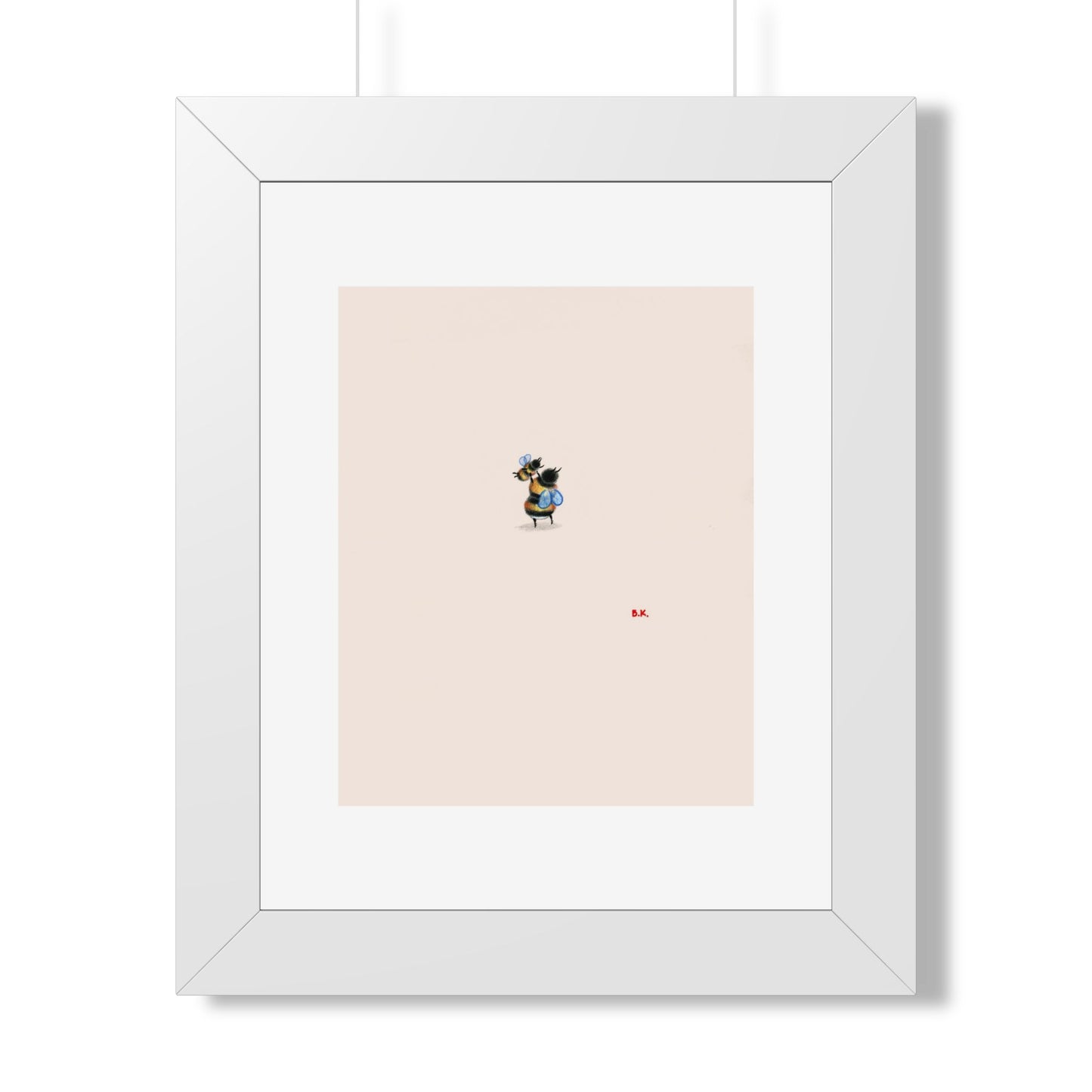 Minimalist Framed Poster — Small Floral Illustration on Blush Background