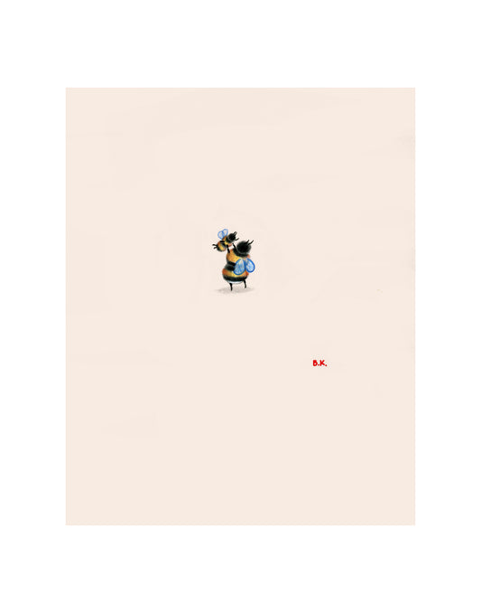 Minimalist Framed Poster — Small Floral Illustration on Blush Background